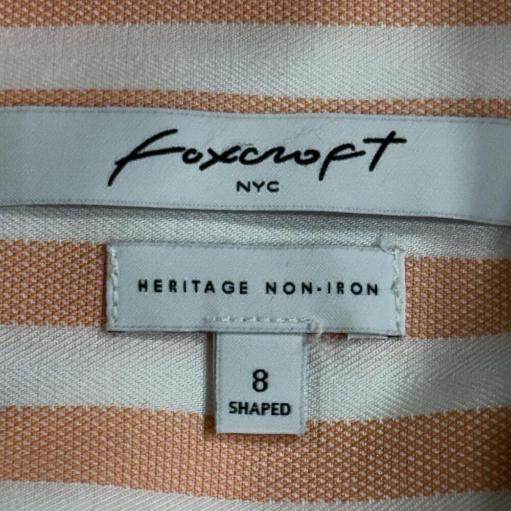 Foxcroft Button Up Shirt Womens 8 Orange Stripe Heritage Non Iron 3/4 Sleeve Top - Picture 5 of 16